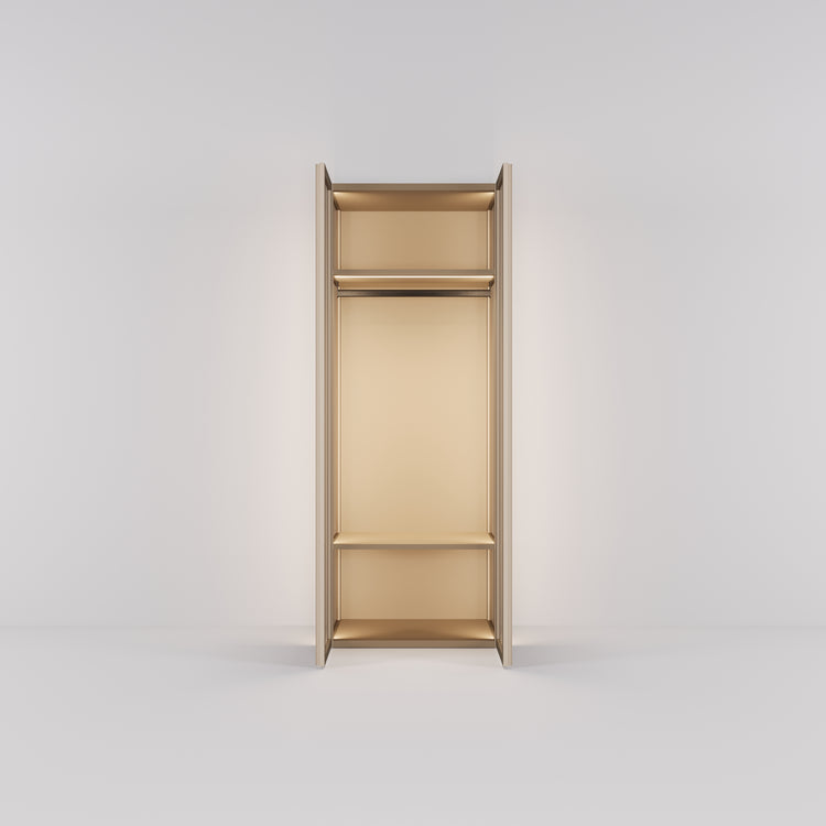 Wardrobe Antares in champagne steel with bronze design glass | 96 cm wide