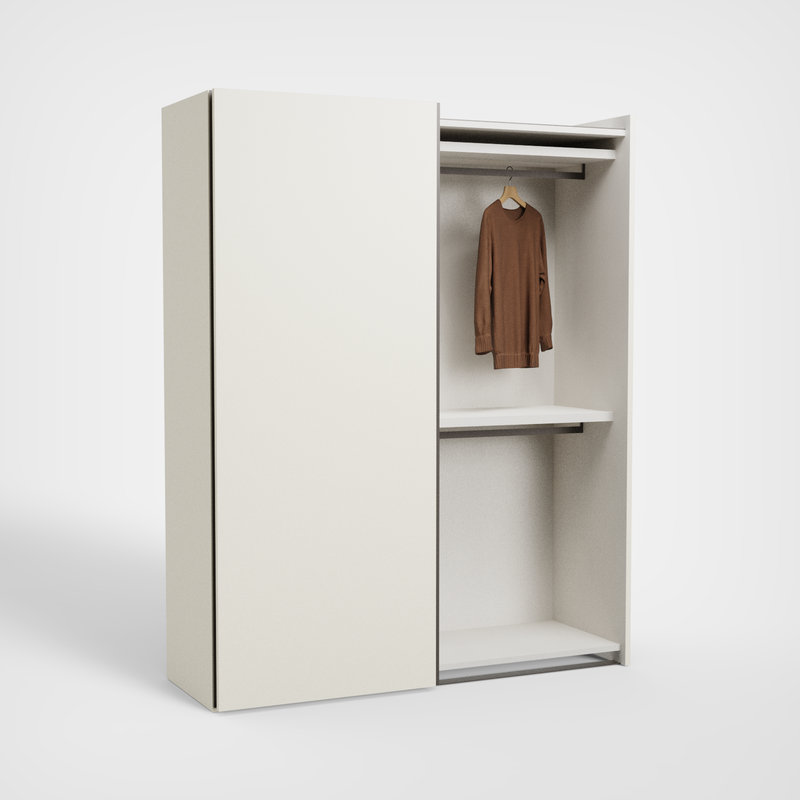 BORA schuifdeurkast — Crema compact — geopend interieur