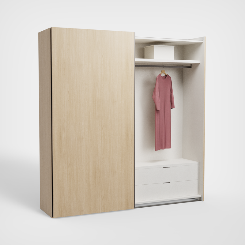 BORA schuifdeurkast — Miele met LED — geopend interieur