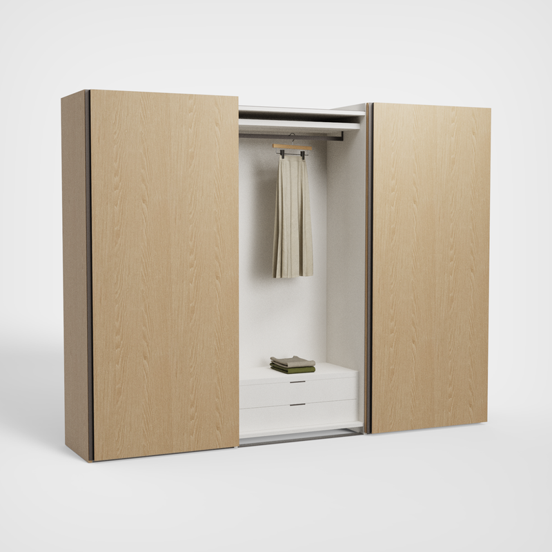 BORA schuifdeurkast — Biondo breed — geopend interieur