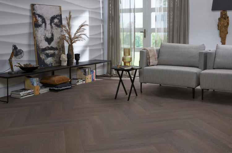 Herringbone plak PVC charcoal - Matteo studio B.V.