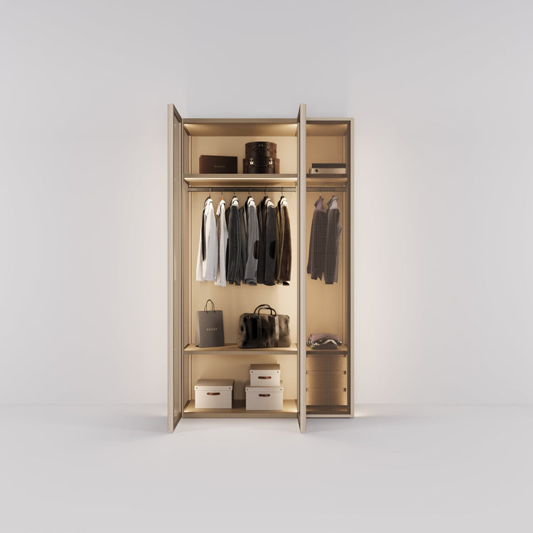 Kledingkast Antares in champagne staal met brons design glas | 151 cm breed - Matteo studio B.V.