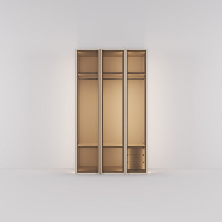 Kledingkast Antares in champagne staal met brons design glas | 151 cm breed - Matteo studio B.V.