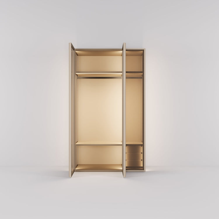 Kledingkast Antares in champagne staal met brons design glas | 151 cm breed - Matteo studio B.V.