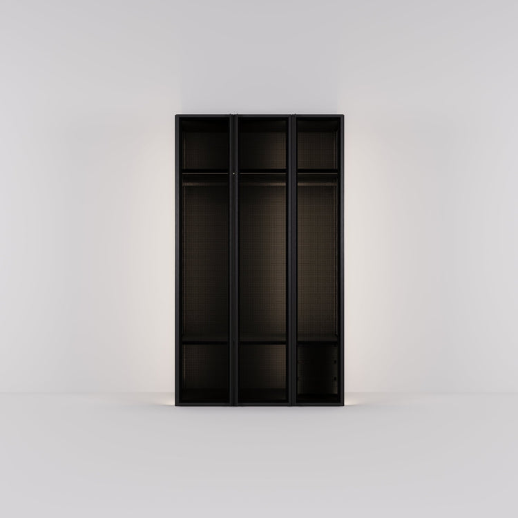 Kledingkast Antares in zwart staal met design glas | 151 cm breed - Matteo studio B.V.