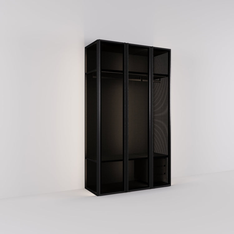 Kledingkast Antares in zwart staal met design glas | 151 cm breed - Matteo studio B.V.