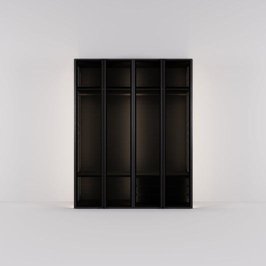 Kledingkast Antares in zwart staal met design glas | 205 cm breed - Matteo studio B.V.