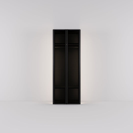 Kledingkast Antares in zwart staal met design glas | 96 cm breed - Matteo studio B.V.
