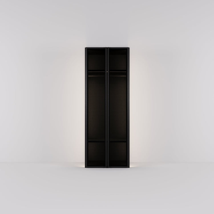 Kledingkast Antares in zwart staal met design glas | 96 cm breed - Matteo studio B.V.