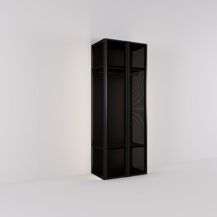 Kledingkast Antares in zwart staal met design glas | 96 cm breed - Matteo studio B.V.