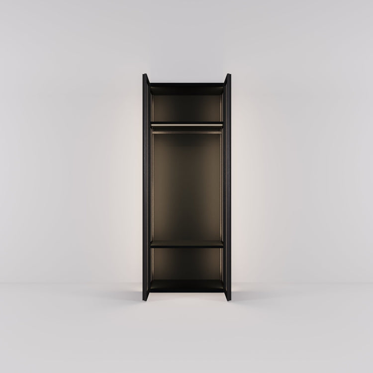 Kledingkast Antares in zwart staal met design glas | 96 cm breed - Matteo studio B.V.