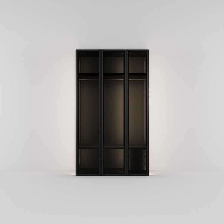 Kledingkast Antares in zwart staal met rookglas | 151 cm breed - Matteo studio B.V.