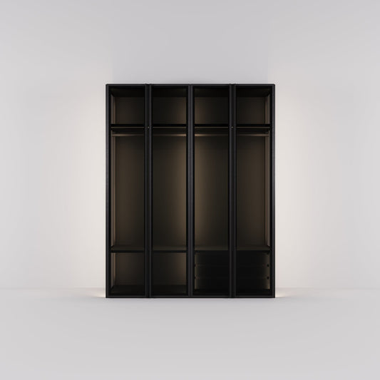 Kledingkast Antares in zwart staal met rookglas | 205 cm breed - Matteo studio B.V.