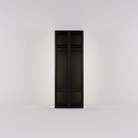 Kledingkast Antares in zwart staal met rookglas | 96 cm breed - Matteo studio B.V.