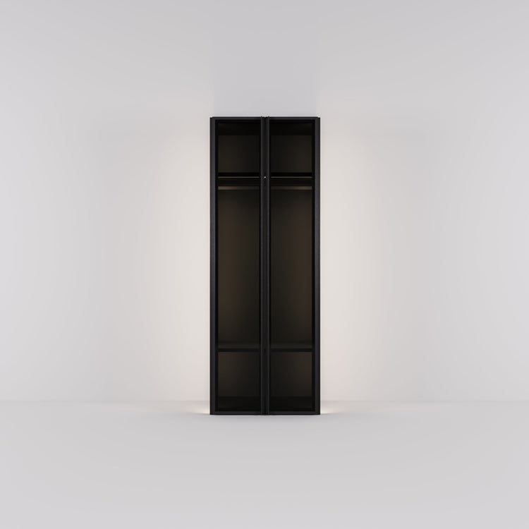 Kledingkast Antares in zwart staal met rookglas | 96 cm breed - Matteo studio B.V.