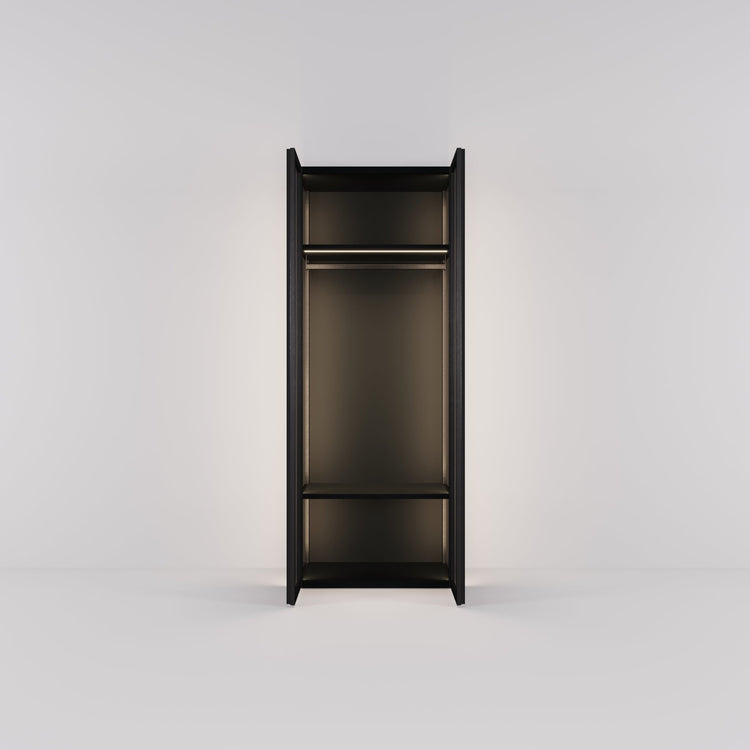 Kledingkast Antares in zwart staal met rookglas | 96 cm breed - Matteo studio B.V.