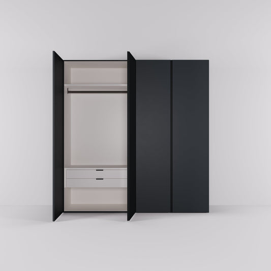 Kledingkast Bora in grafietzwart | 203 cm breed - Matteo studio B.V.