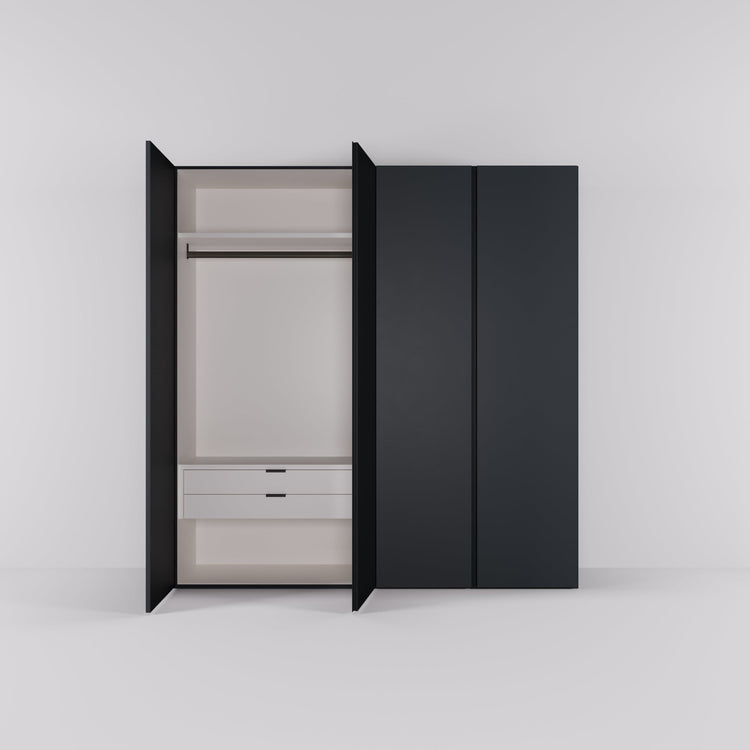 Kledingkast Bora in grafietzwart | 203 cm breed - Matteo studio B.V.