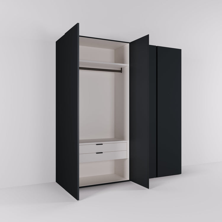 Kledingkast Bora in grafietzwart | 203 cm breed - Matteo studio B.V.