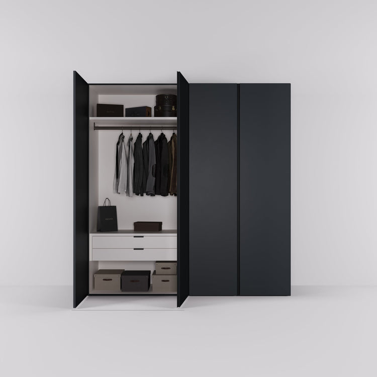Kledingkast Bora in grafietzwart | 203 cm breed - Matteo studio B.V.