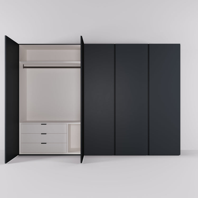Kledingkast Bora in grafietzwart | 308 cm breed - Matteo studio B.V.