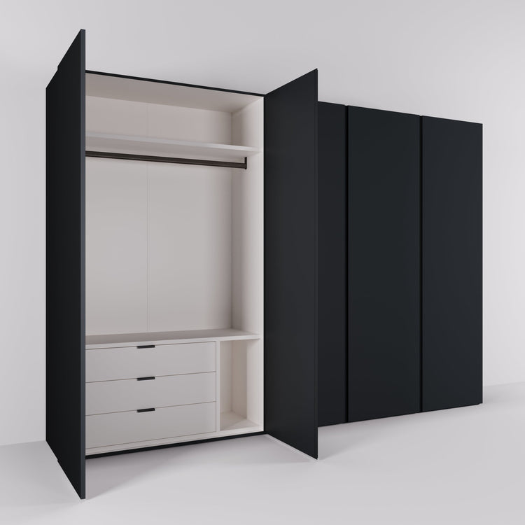 Kledingkast Bora in grafietzwart | 308 cm breed - Matteo studio B.V.