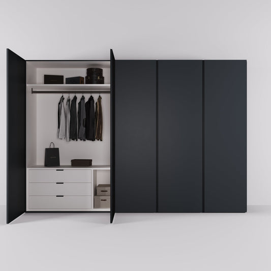 Kledingkast Bora in grafietzwart | 308 cm breed - Matteo studio B.V.