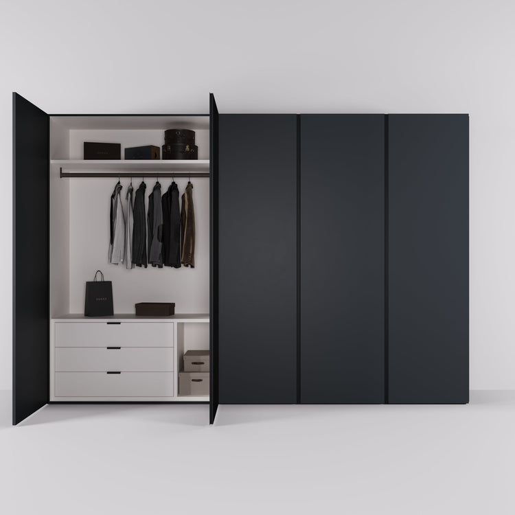 Kledingkast Bora in grafietzwart | 308 cm breed - Matteo studio B.V.