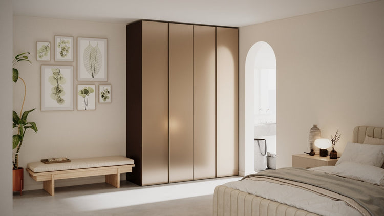 Kledingkast Levante in graphite met rook spiegelglas | 141 cm breed - Matteo studio B.V.