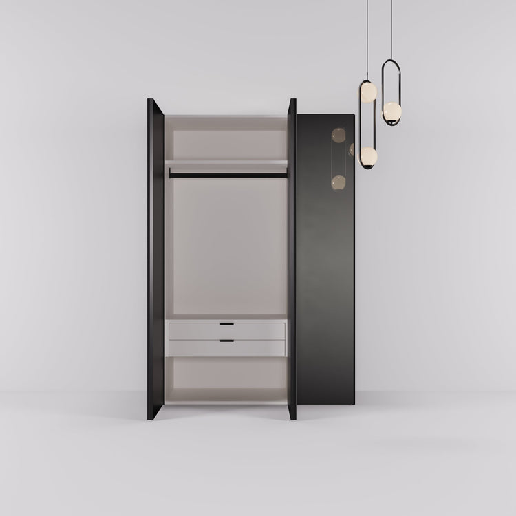 Kledingkast Levante in graphite met rook spiegelglas | 141 cm breed - Matteo studio B.V.