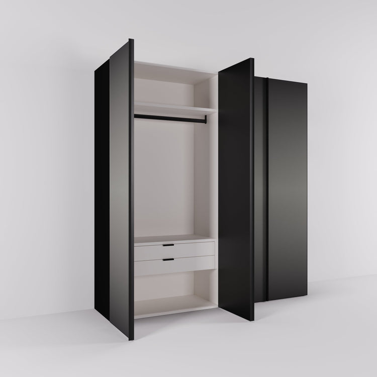 Kledingkast Levante in graphite met rook spiegelglas | 203 cm breed - Matteo studio B.V.
