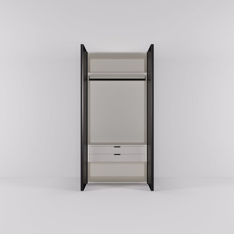 Kledingkast Levante in graphite met rook spiegelglas | 95 cm breed - Matteo studio B.V.