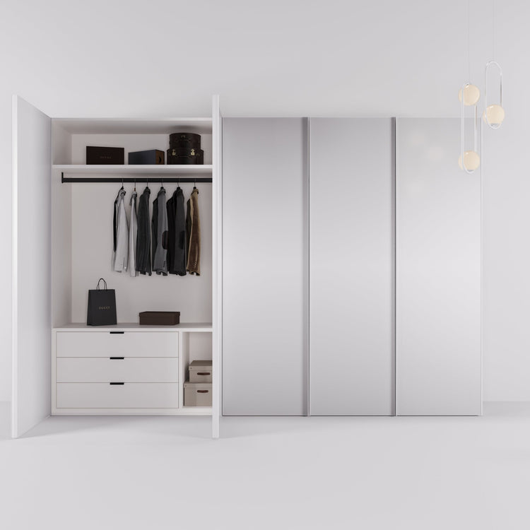 Kledingkast Levante in wit met spiegelglas | 303 cm breed - Matteo studio B.V.