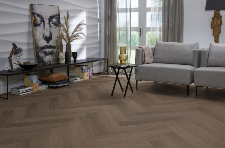 YUP Fulham visgraat plak PVC brown - Matteo studio B.V.