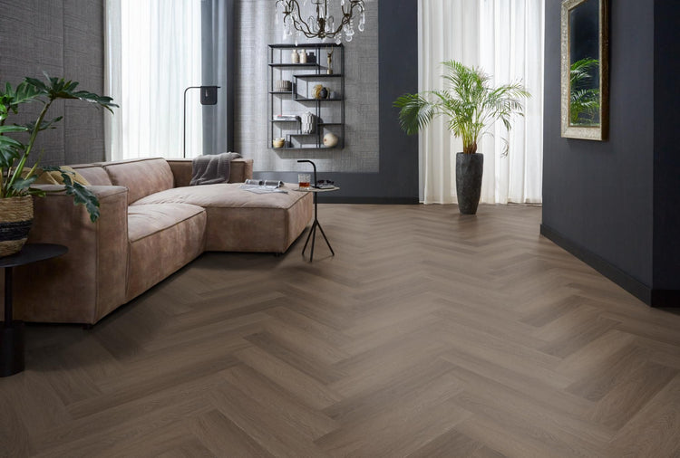 YUP Fulham visgraat plak PVC brown - Matteo studio B.V.