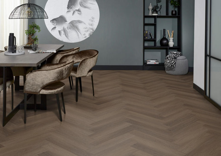 YUP Fulham visgraat plak PVC brown - Matteo studio B.V.