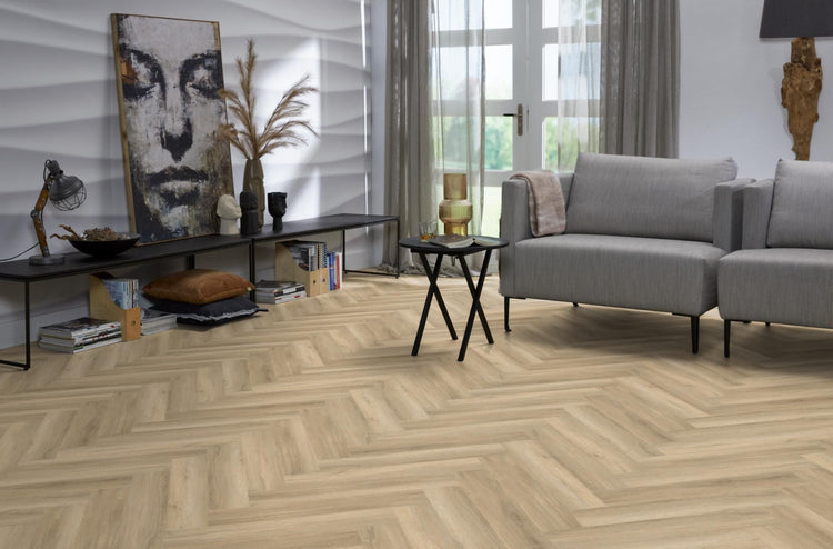 YUP herringbone klik PVC beige - Matteo studio B.V.