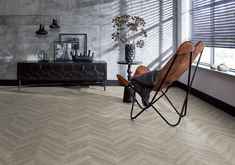 YUP Herringbone plak PVC light grey - Matteo studio B.V.