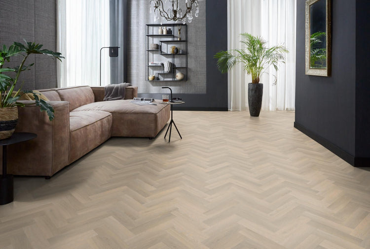 YUP Herringbone plak PVC small beige - Matteo studio B.V.