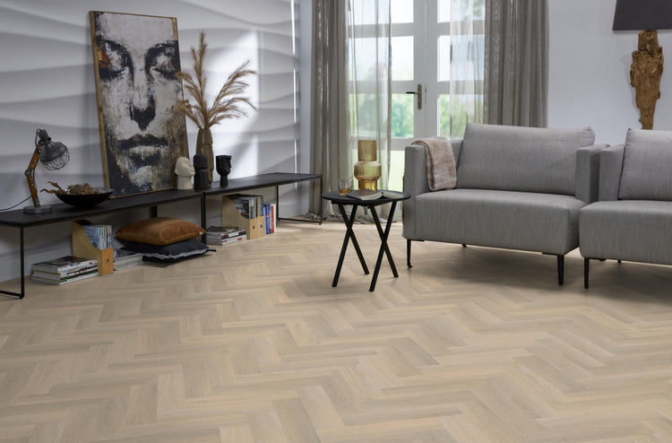 YUP Herringbone plak PVC small beige - Matteo studio B.V.