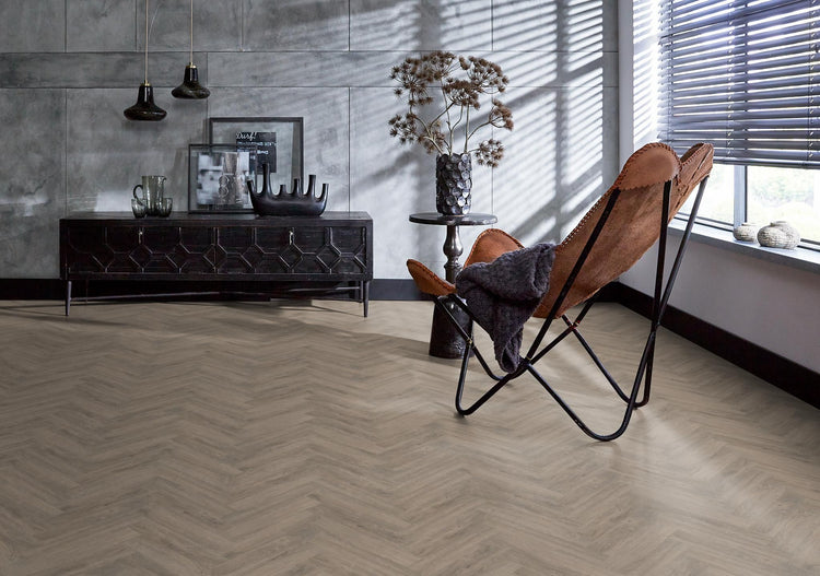 YUP Herringbone plak PVC smoky - Matteo studio B.V.