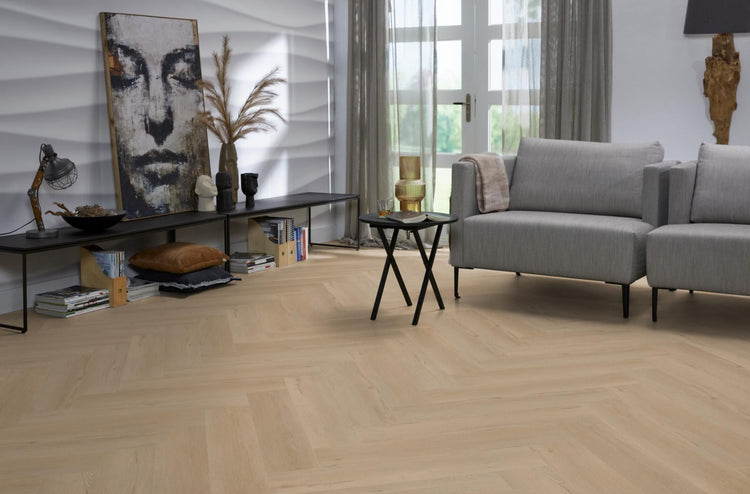 YUP Leyton visgraat plak PVC beige - Matteo studio B.V.