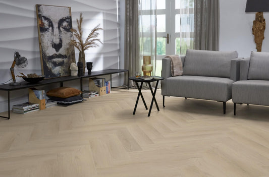 YUP Merton visgraat plak PVC beige - Matteo studio B.V.