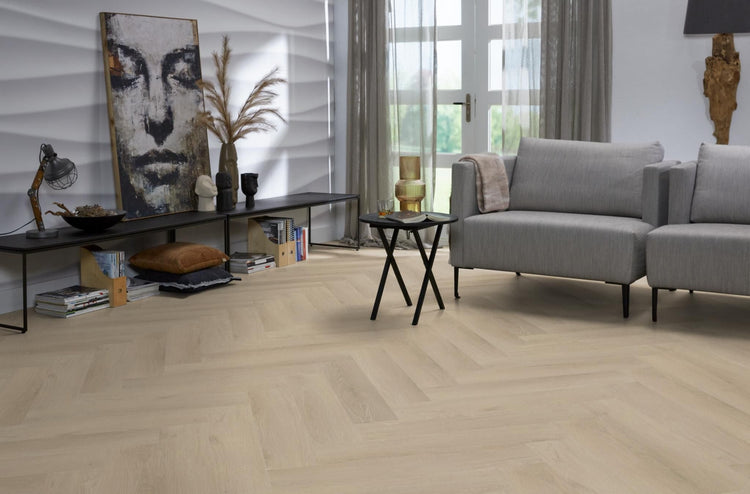 YUP Merton visgraat plak PVC beige - Matteo studio B.V.