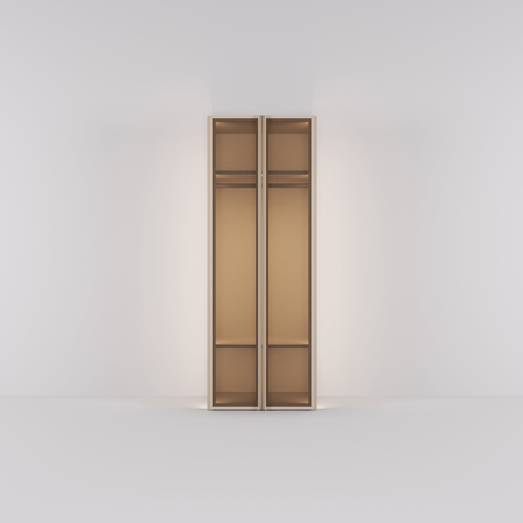 Kledingkast Antares in champagne staal met brons design glas | 96 cm breed