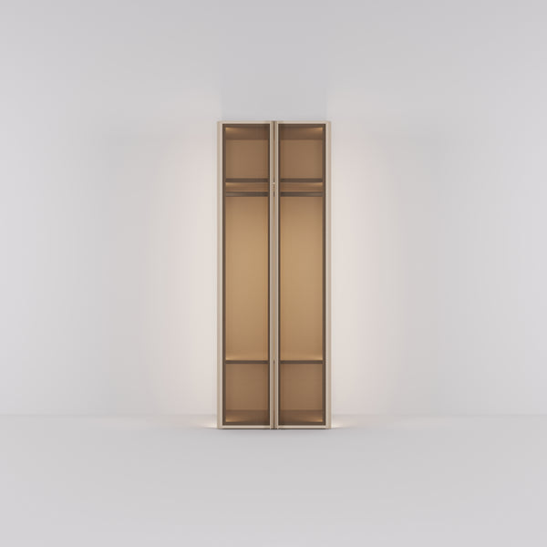 Kledingkast Antares in champagne staal met brons design glas | 96 cm breed