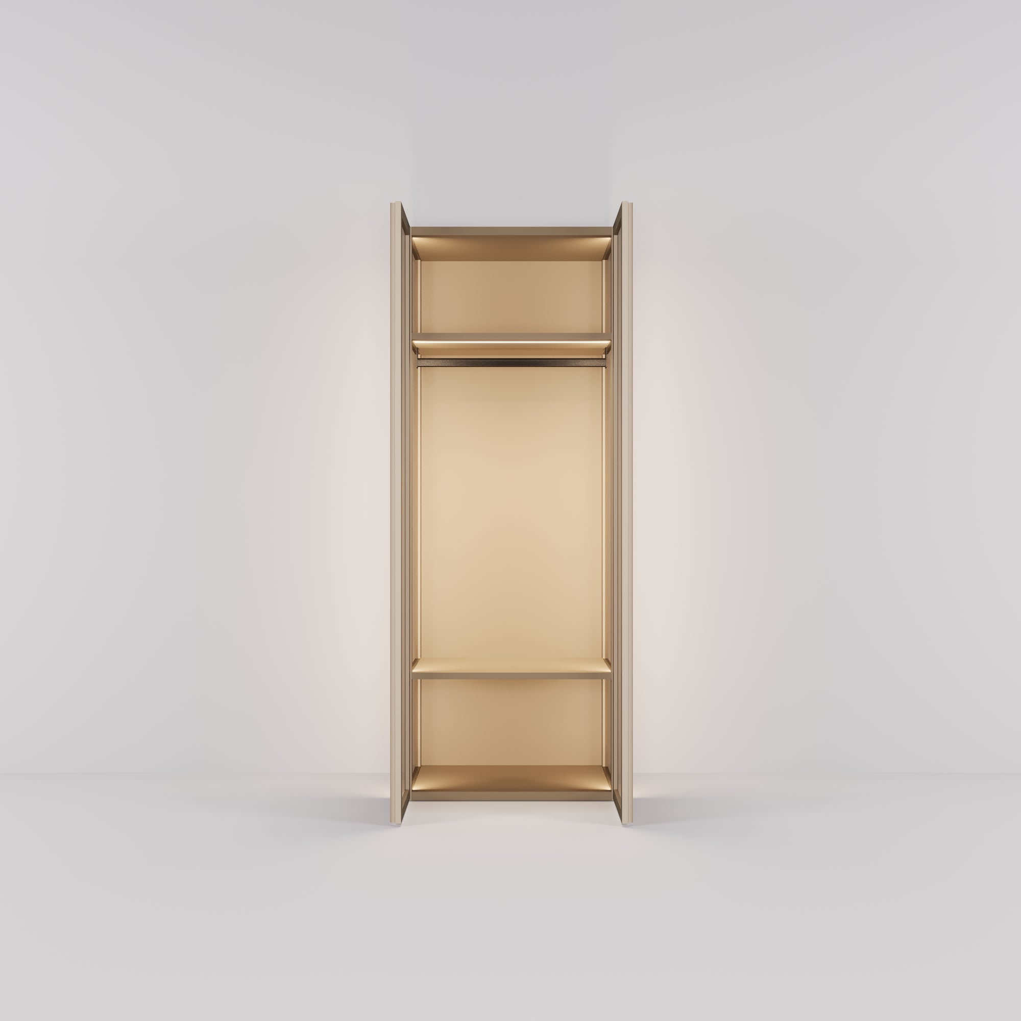 Kledingkast Antares in champagne staal met brons design glas | 96 cm breed