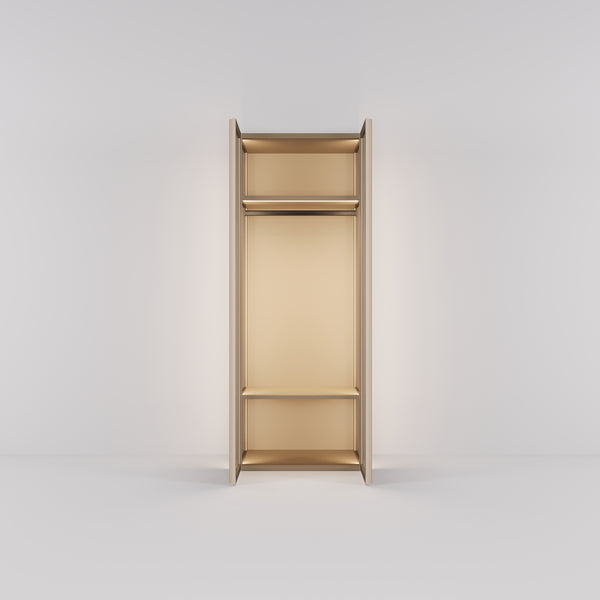 Kledingkast Antares in champagne staal met brons design glas | 96 cm breed