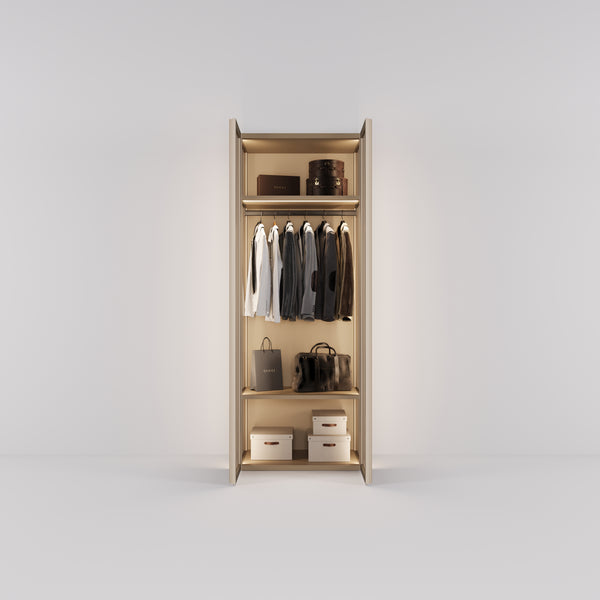 Kledingkast Antares in champagne staal met brons design glas | 96 cm breed