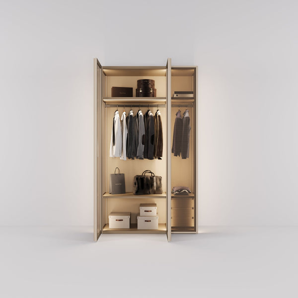 Kledingkast Antares in champagne staal met brons design glas | 151 cm breed - Matteo studio B.V.